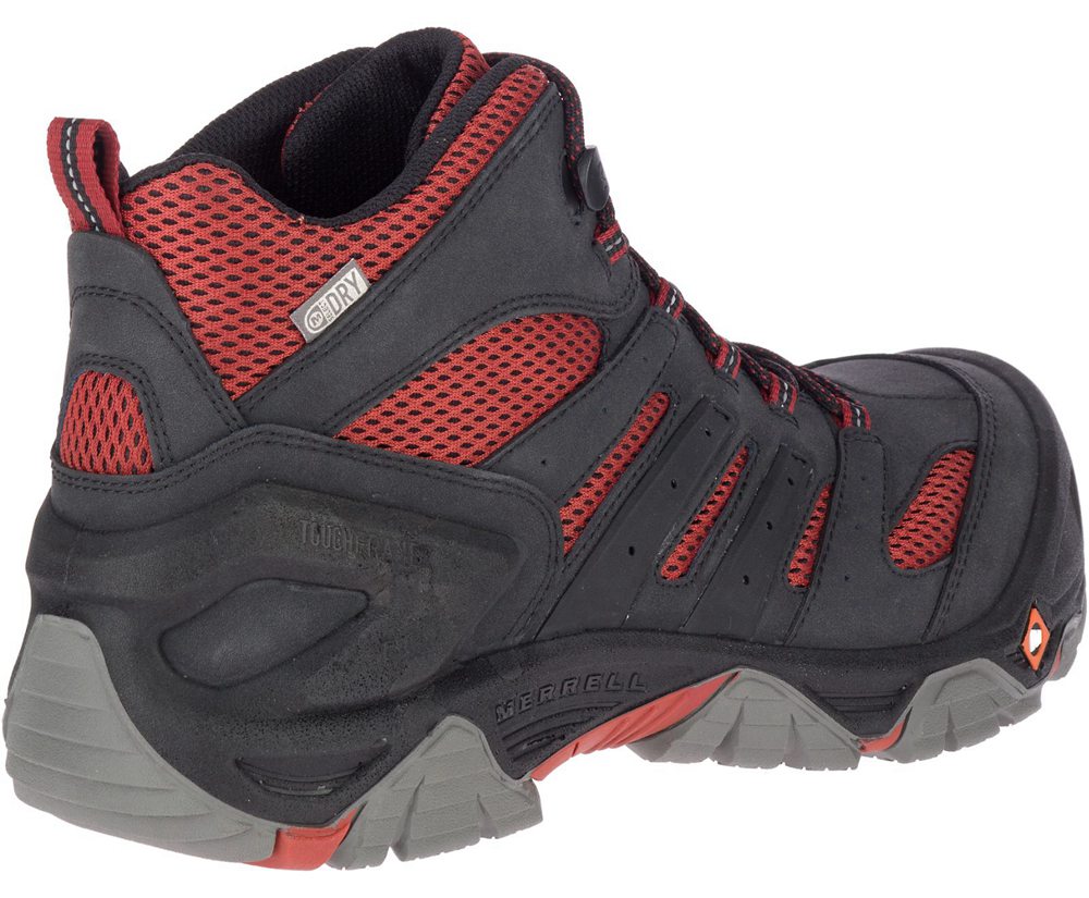 Merrell Vandrestøvler Herre - Strongfield Mid Waterproof Comp Toe Wide Width - Sort/Rød - LNB165389